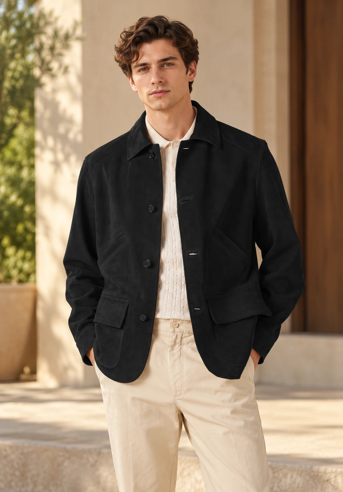 Men's black suede jacket