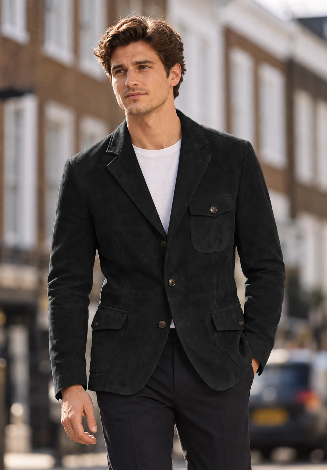 Men's black suede jacket
