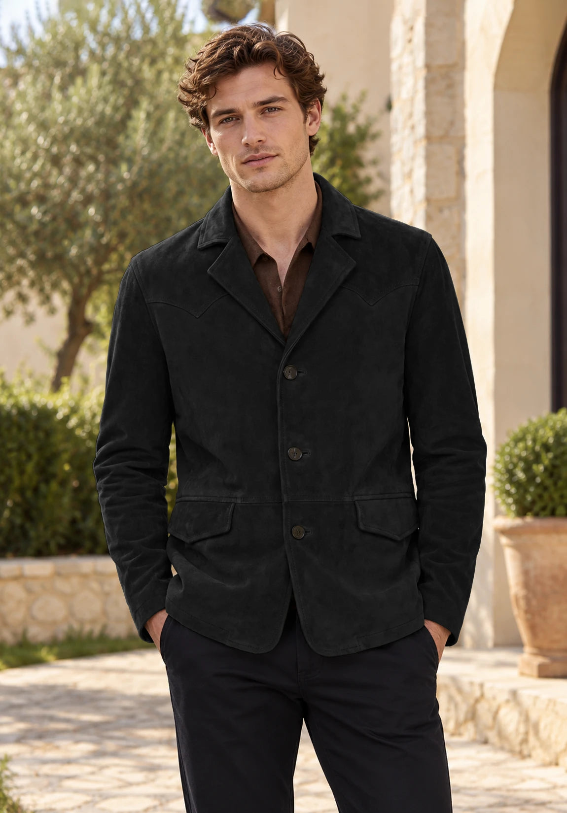 Men's black suede jacket