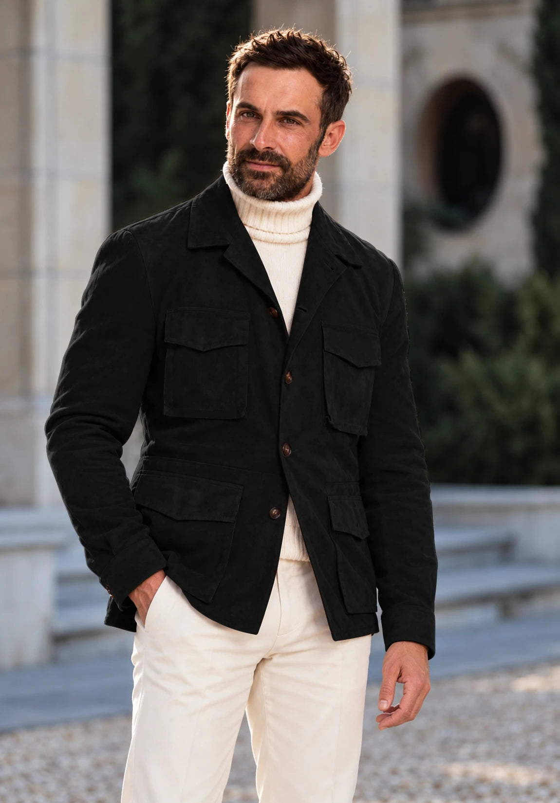 Men's black suede jacket