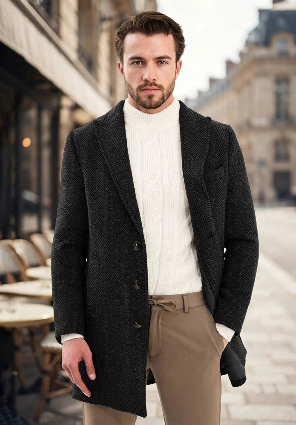Men's black herringbone jacket
