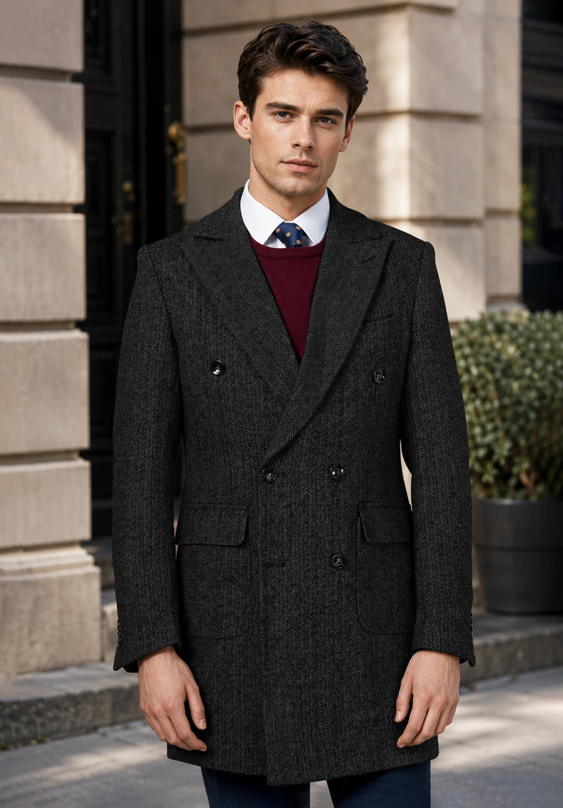 Men's black herringbone jacket