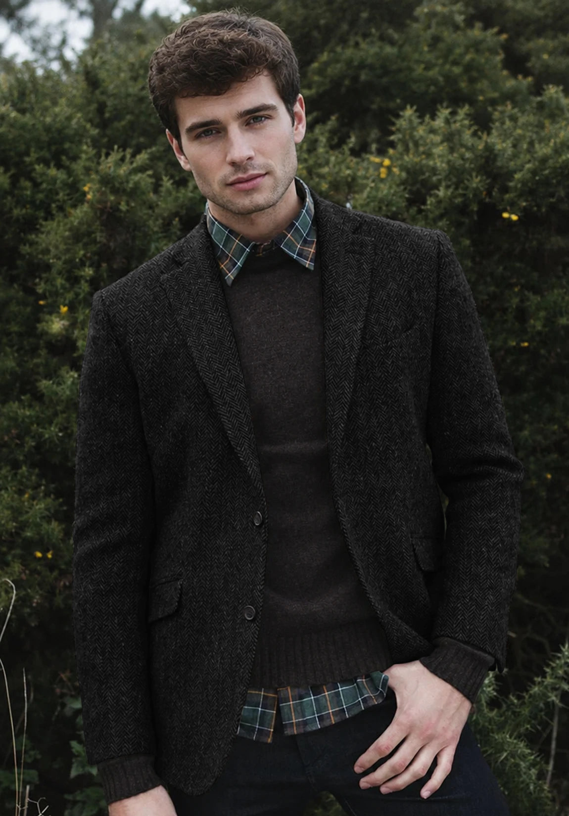 Men's black herringbone jacket