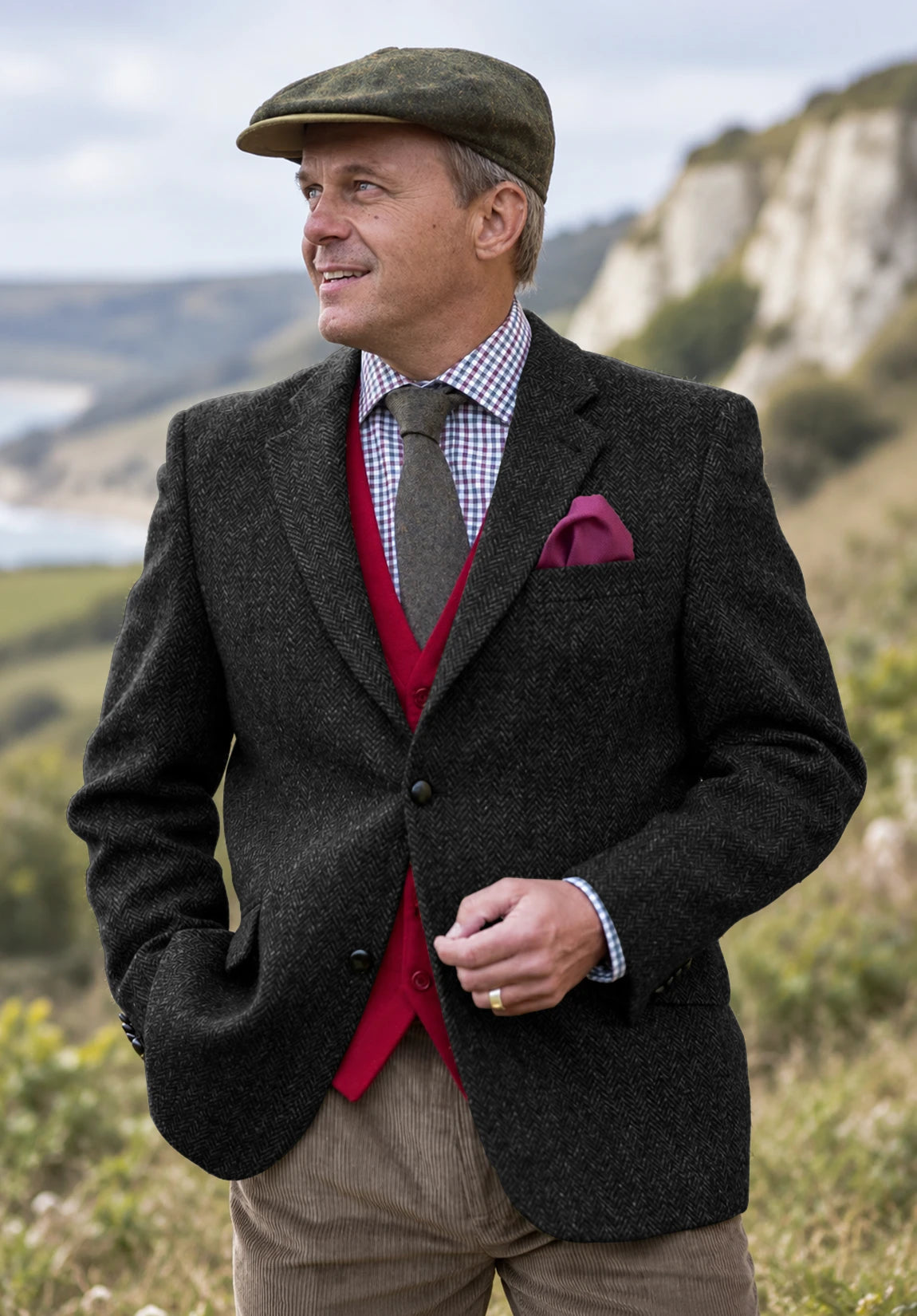 Men's black herringbone jacket