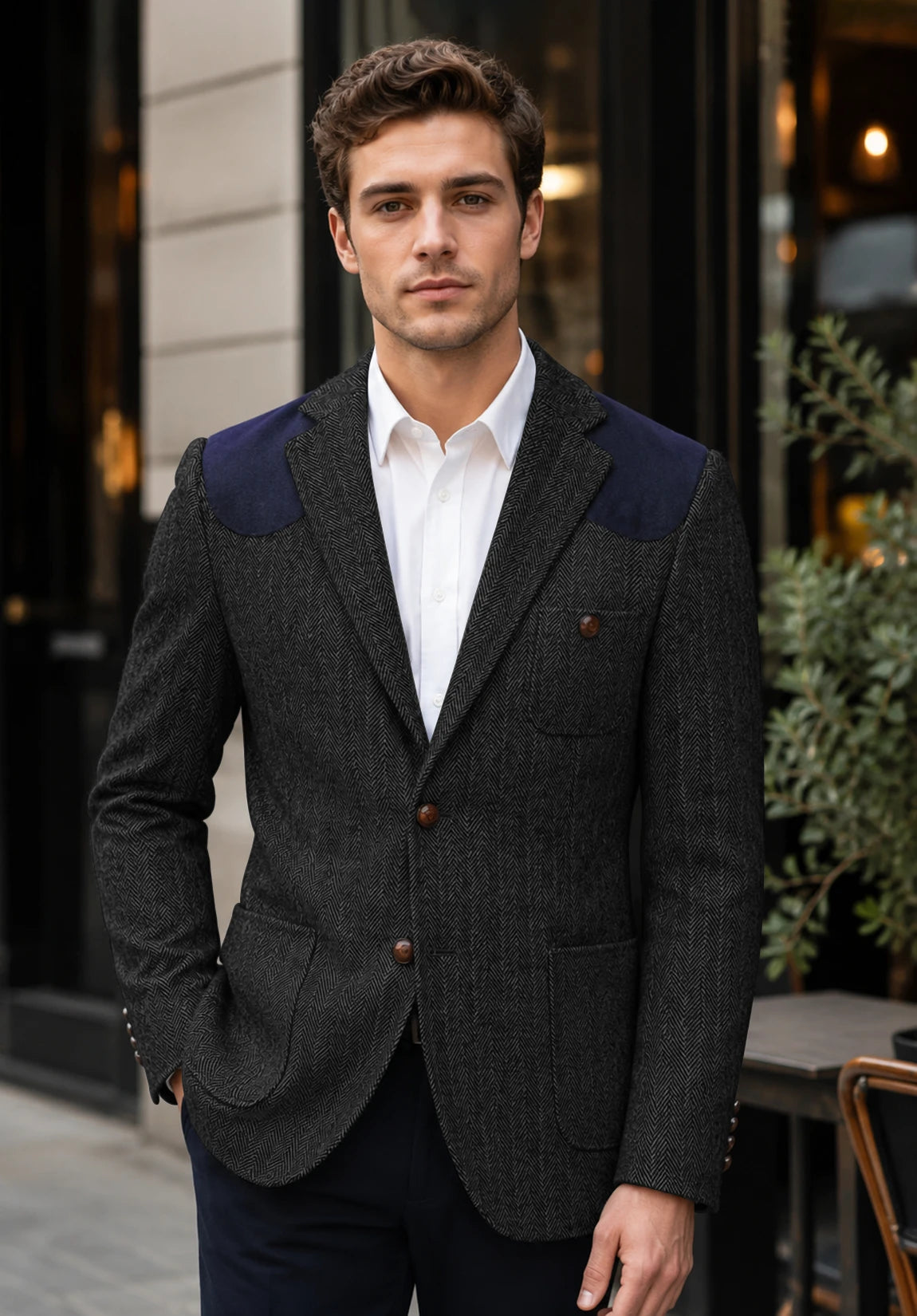 Men's black herringbone jacket