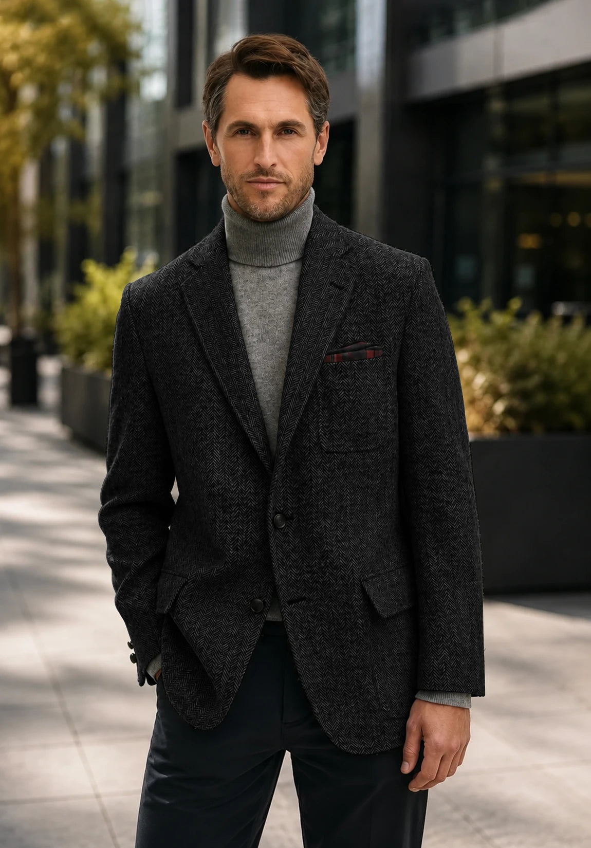 Men's black herringbone jacket