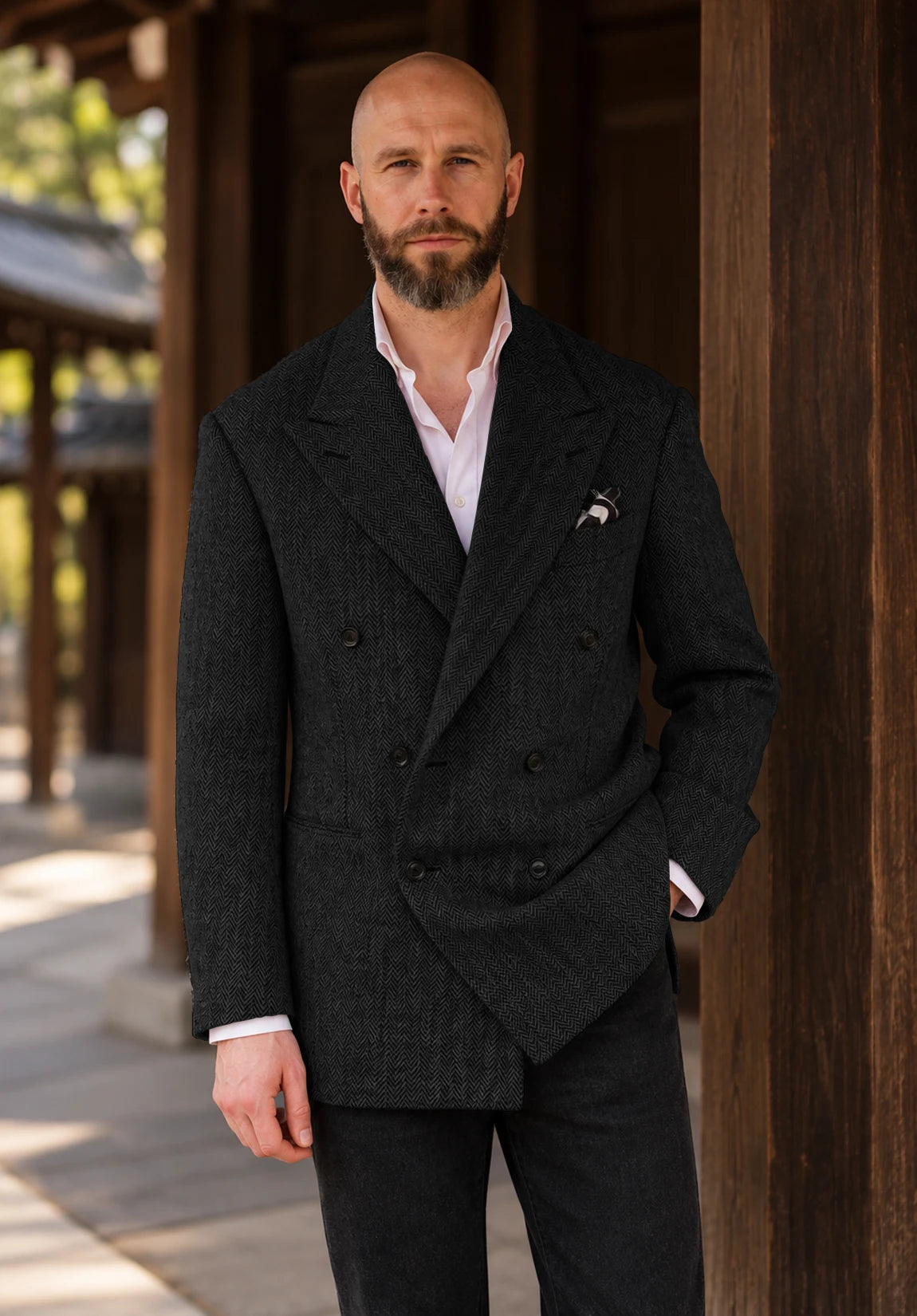 Men's black herringbone jacket