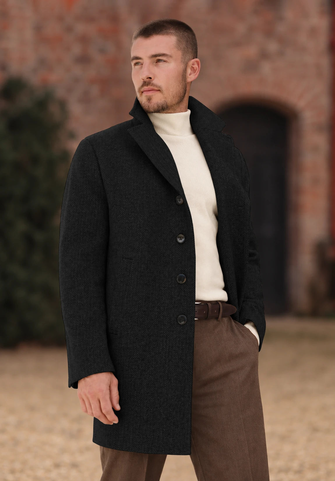 Men's black herringbone jacket