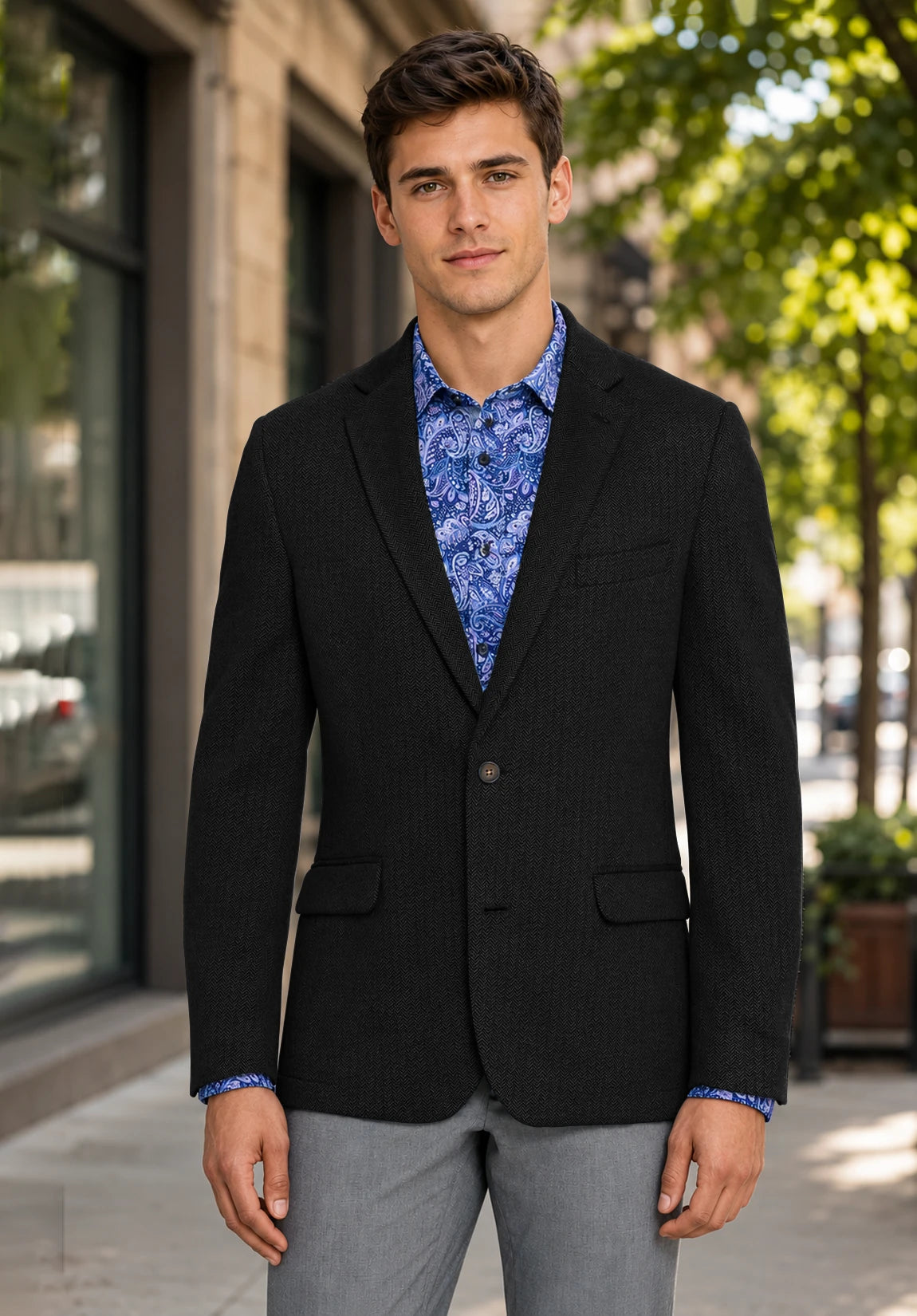 Men's black herringbone jacket