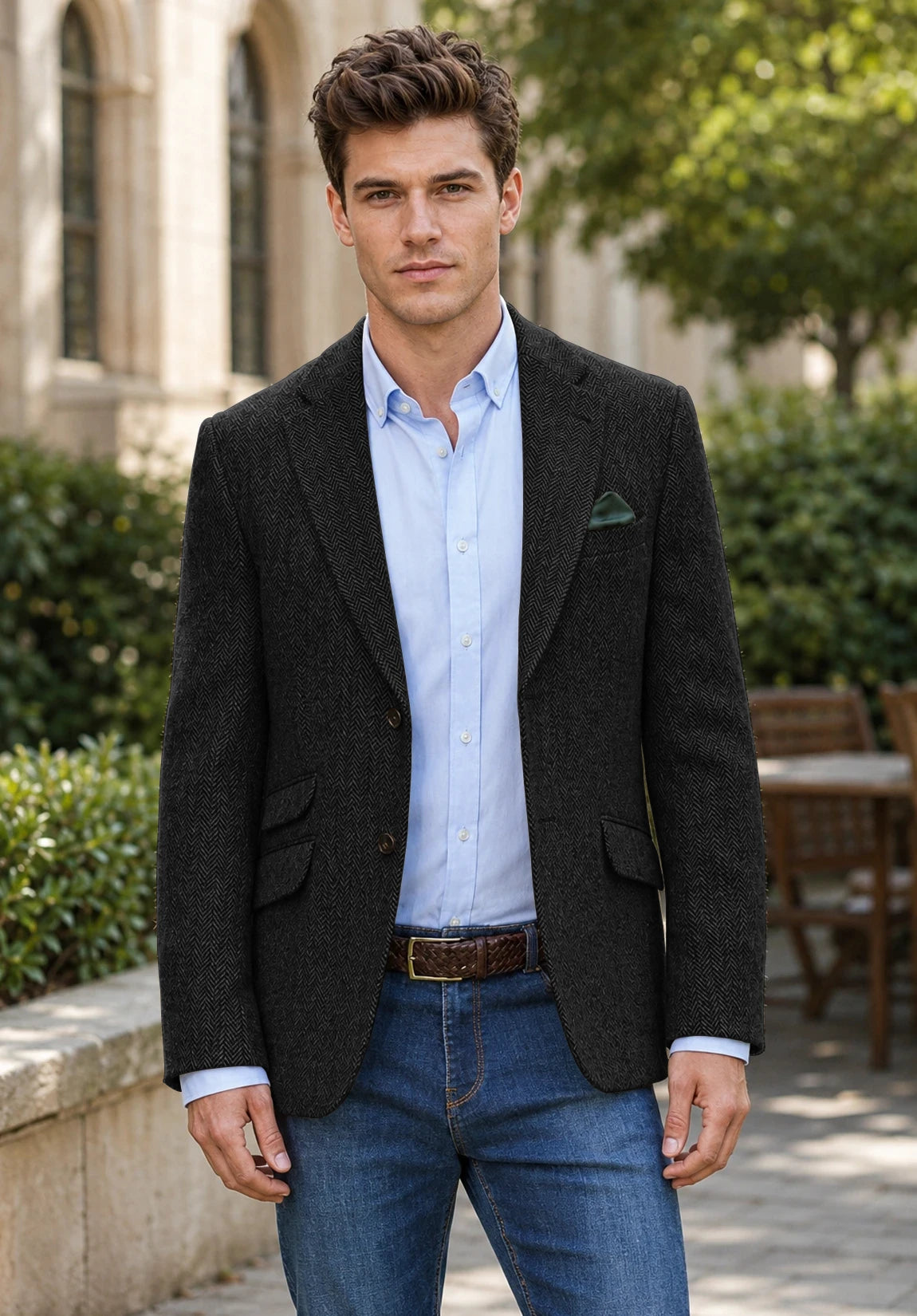 Men's black herringbone jacket