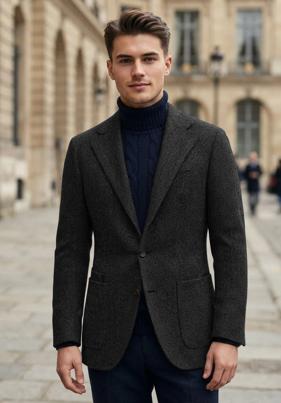 Men's black herringbone jacket