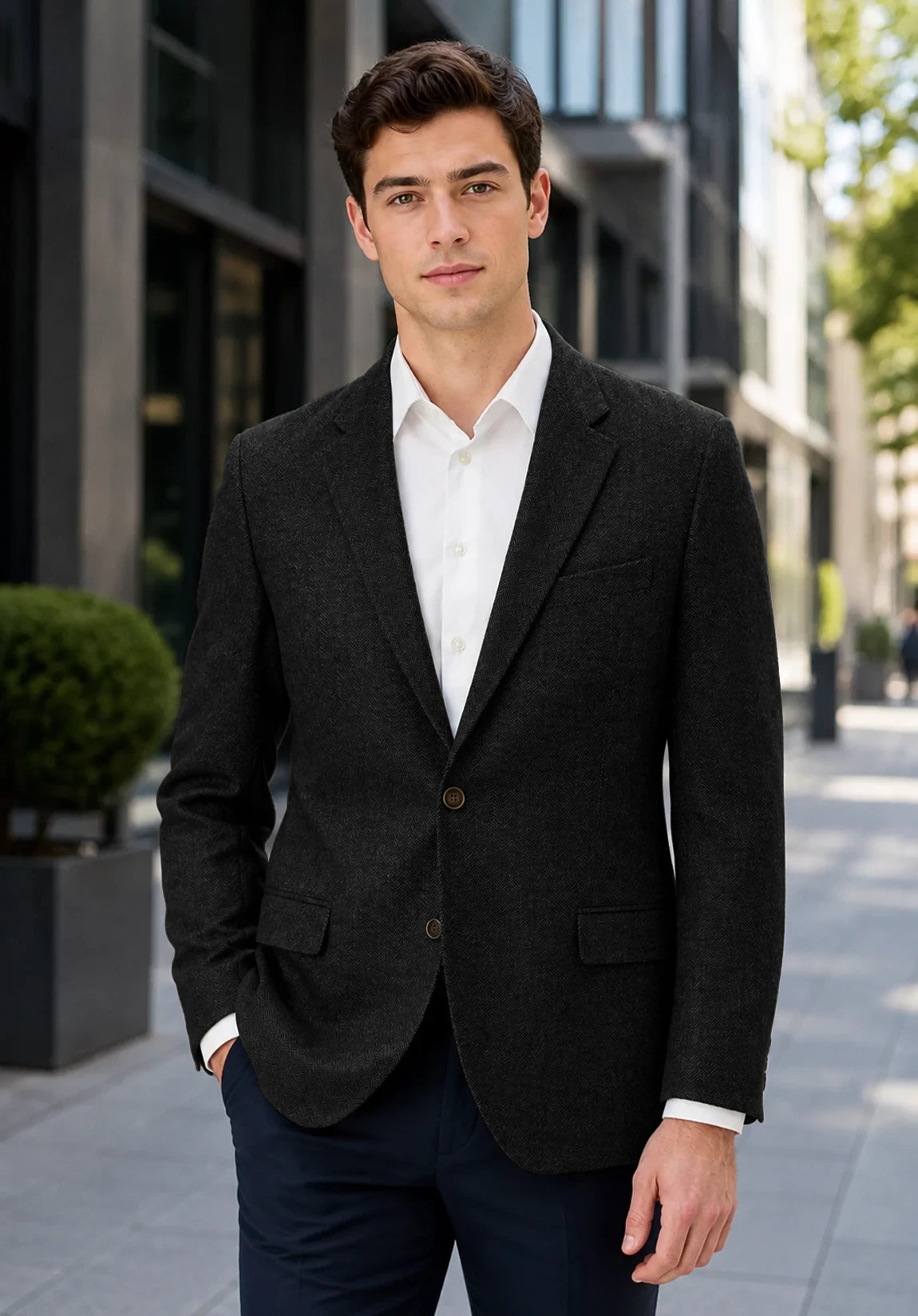 Men's black herringbone jacket