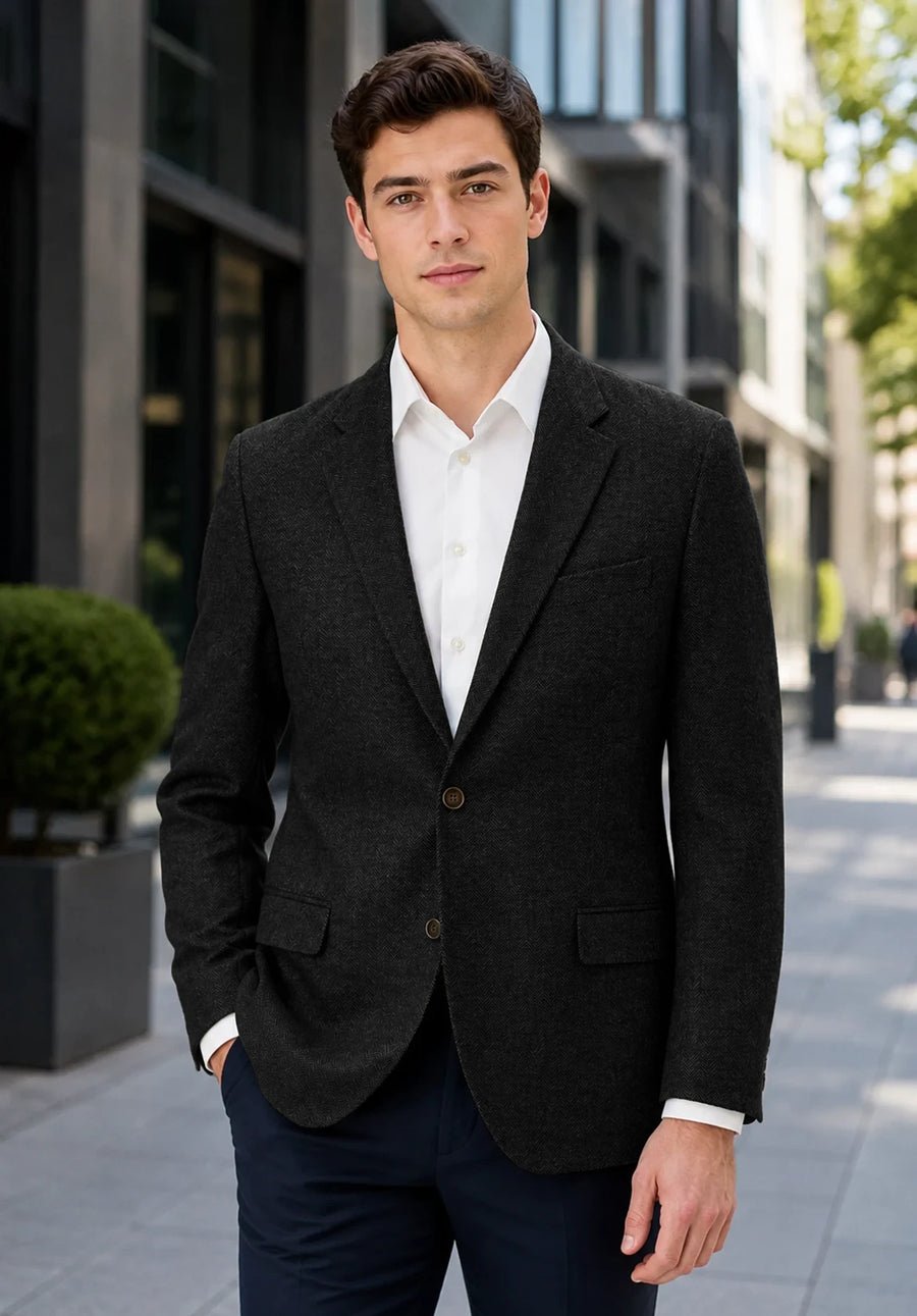 Men's black herringbone jacket