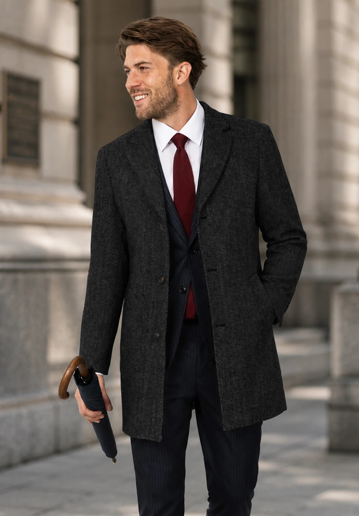Men's black herringbone jacket