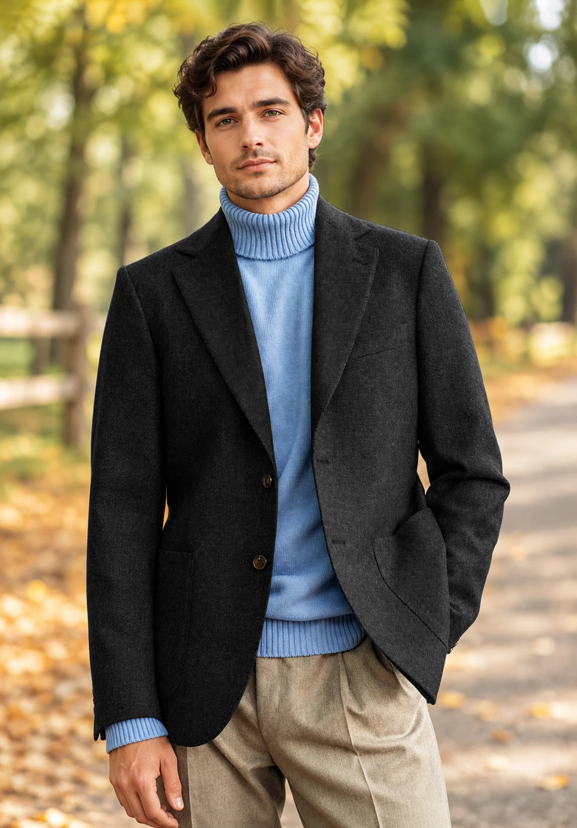 Men's black herringbone jacket