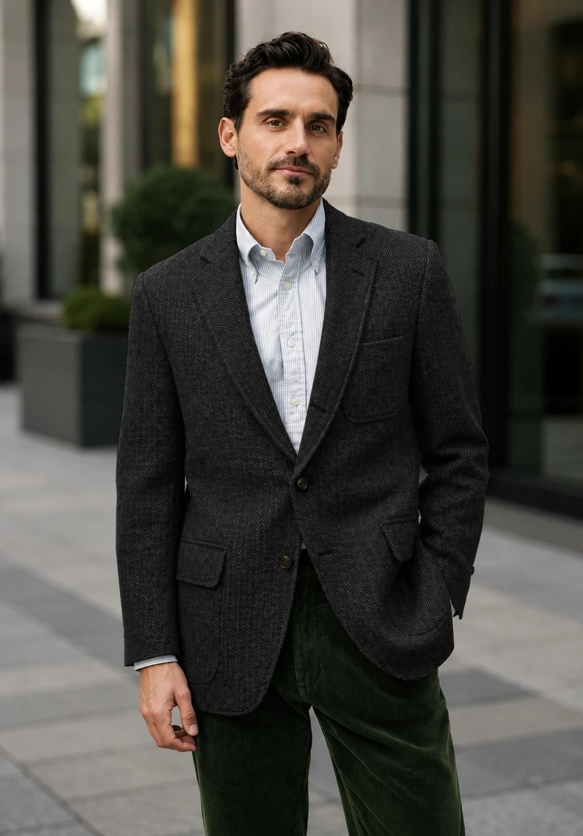 Men's black herringbone jacket