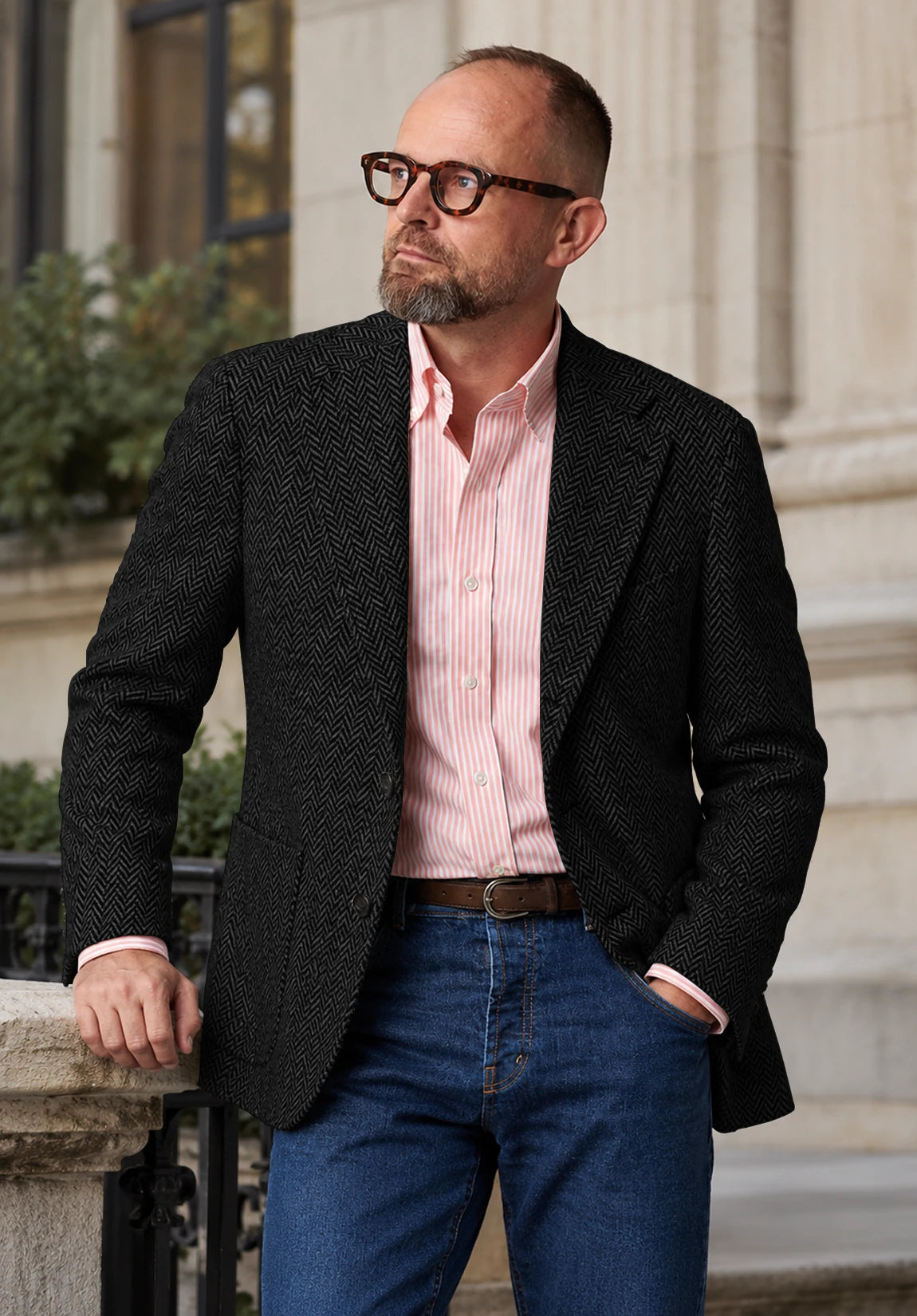 Men's black herringbone jacket