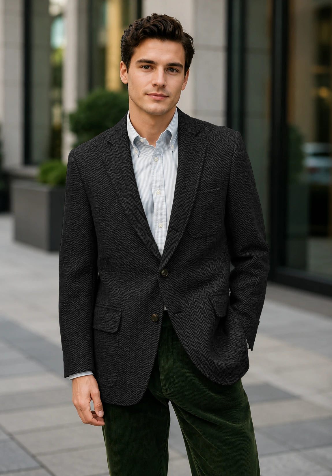 Men's black herringbone jacket