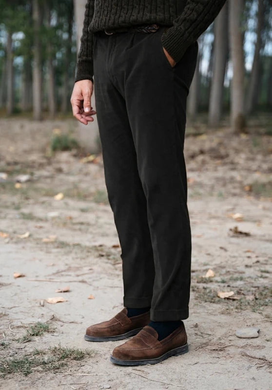 Men's black corduroy suit pants