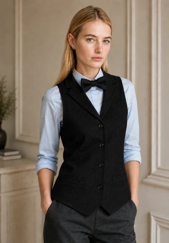 Women's black tweed vest 