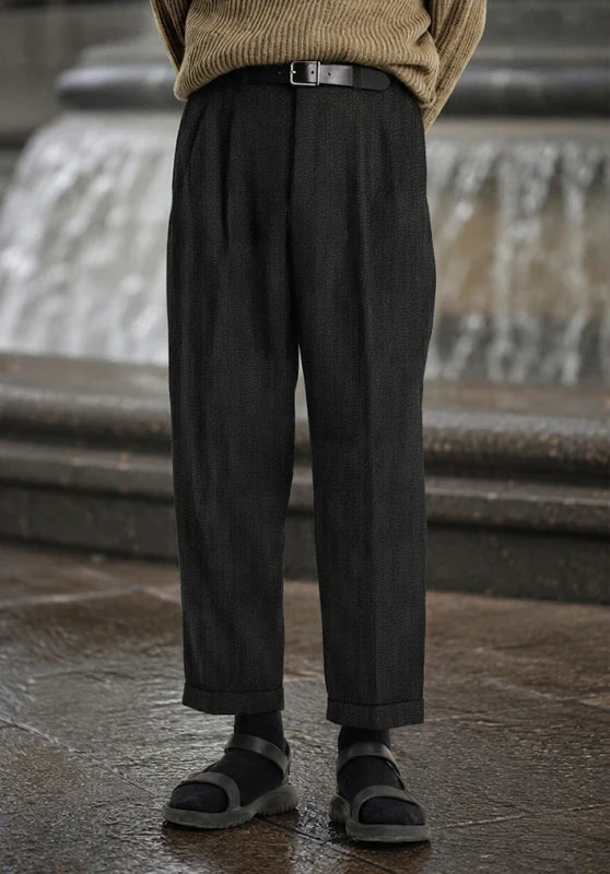 Men's black tweed pants