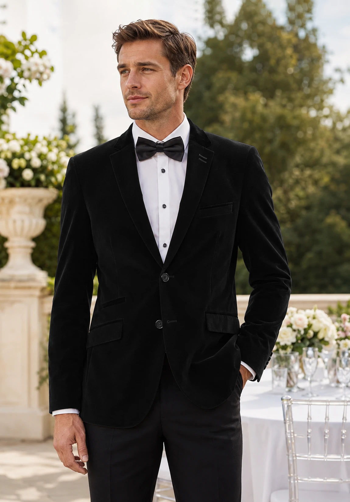 Men's black velvet jacket