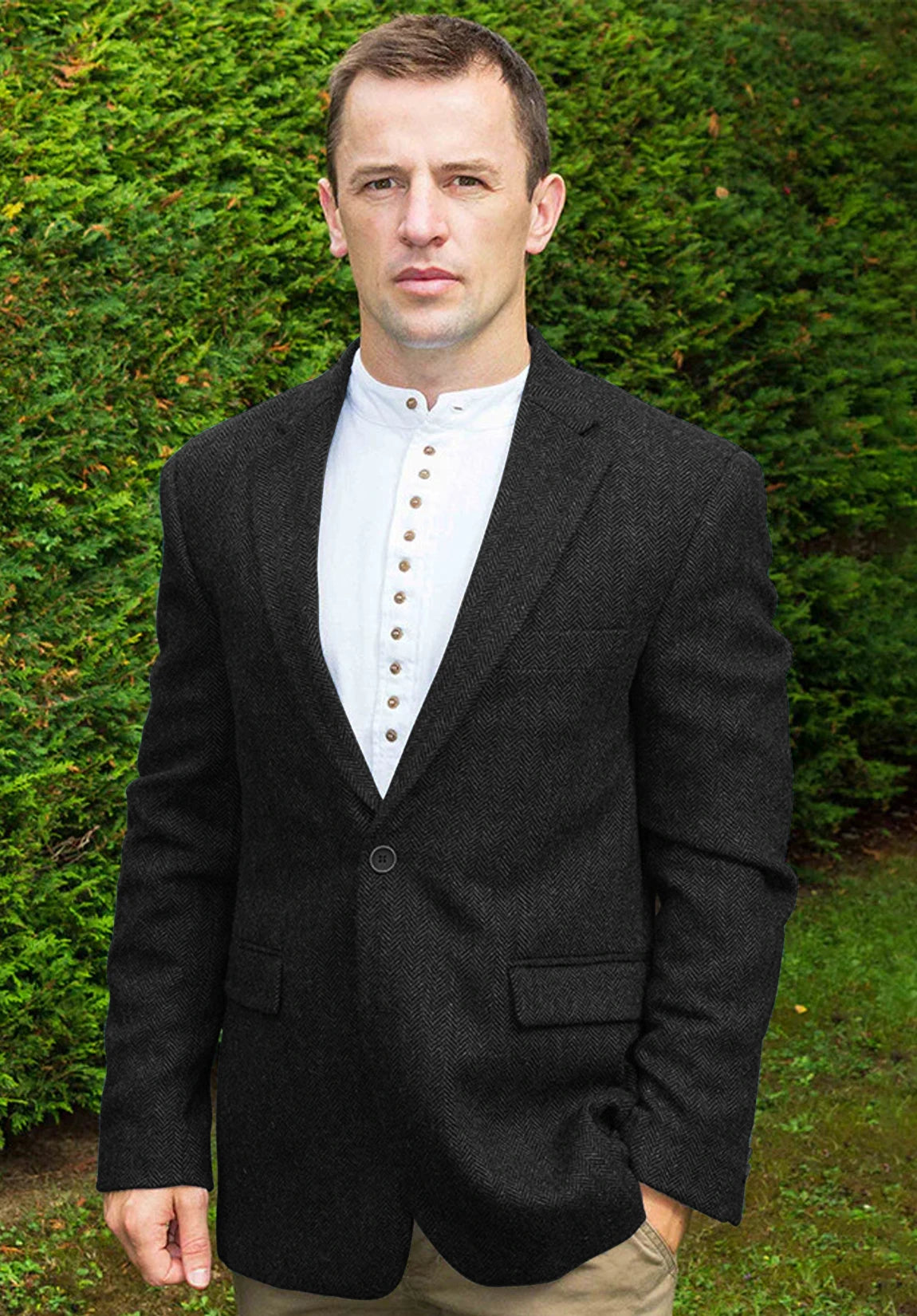 Men's black herringbone jacket