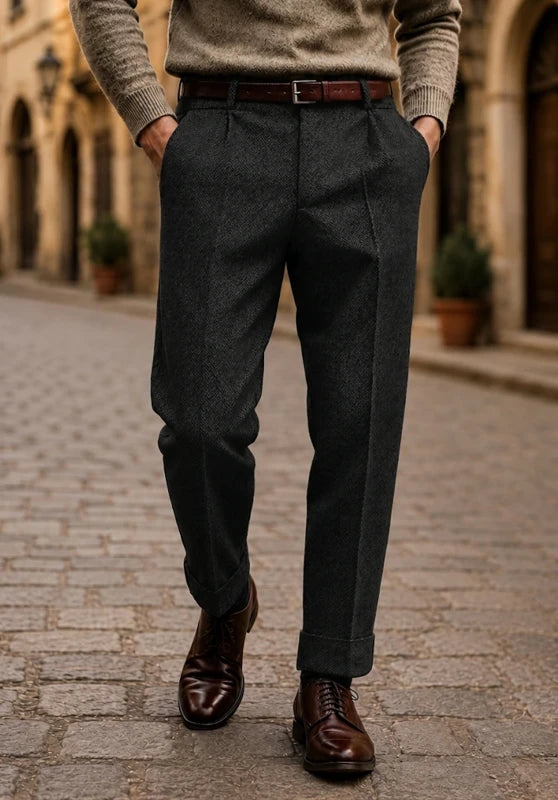 Men's black tweed pants