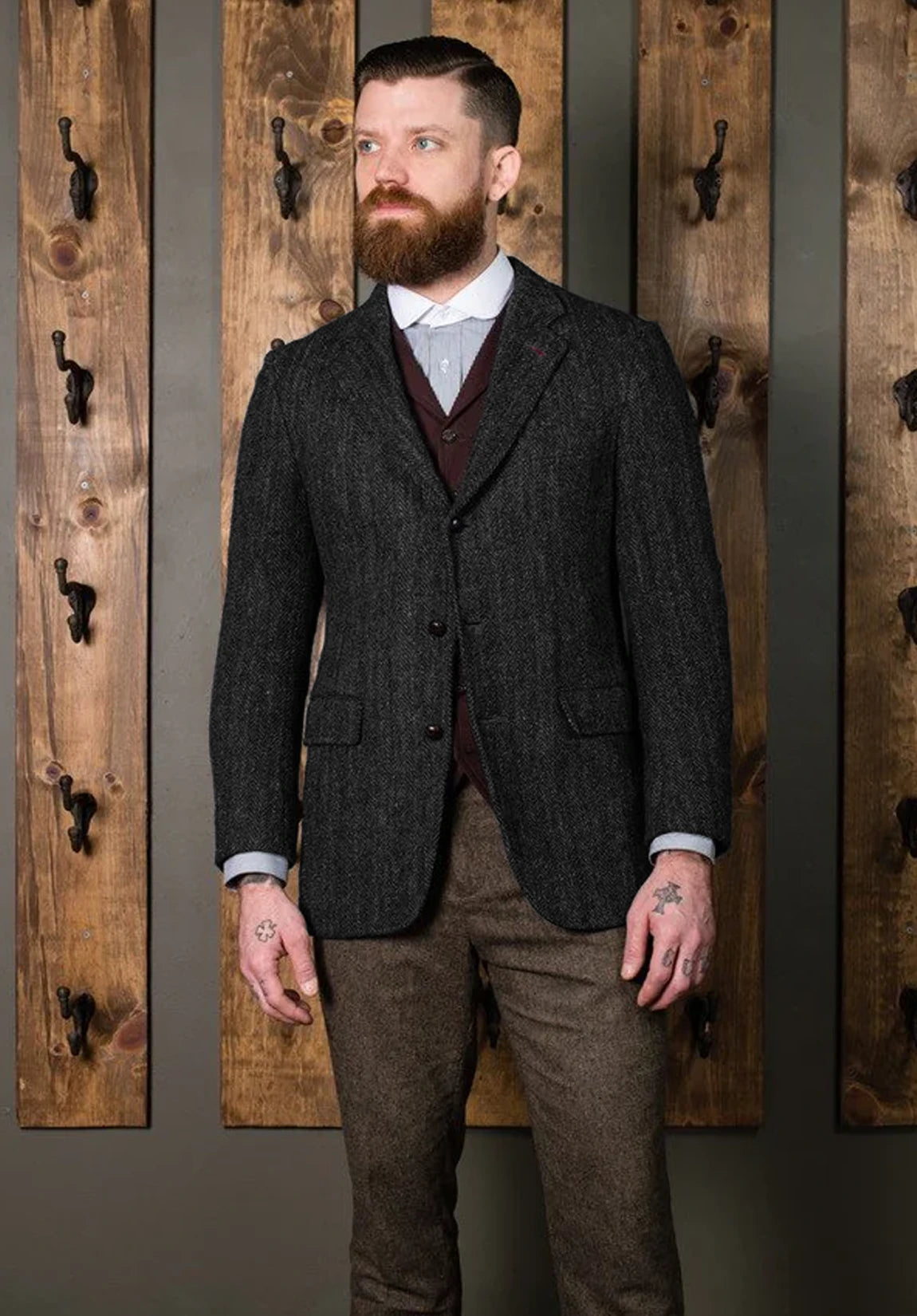 Men's black herringbone jacket
