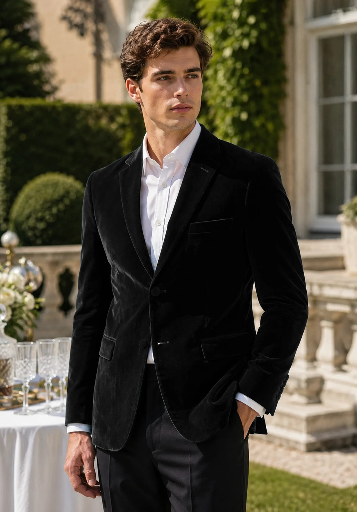 Men's black velvet jacket