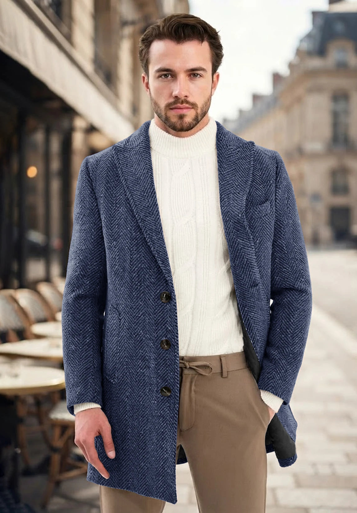Men's blue herringbone jacket