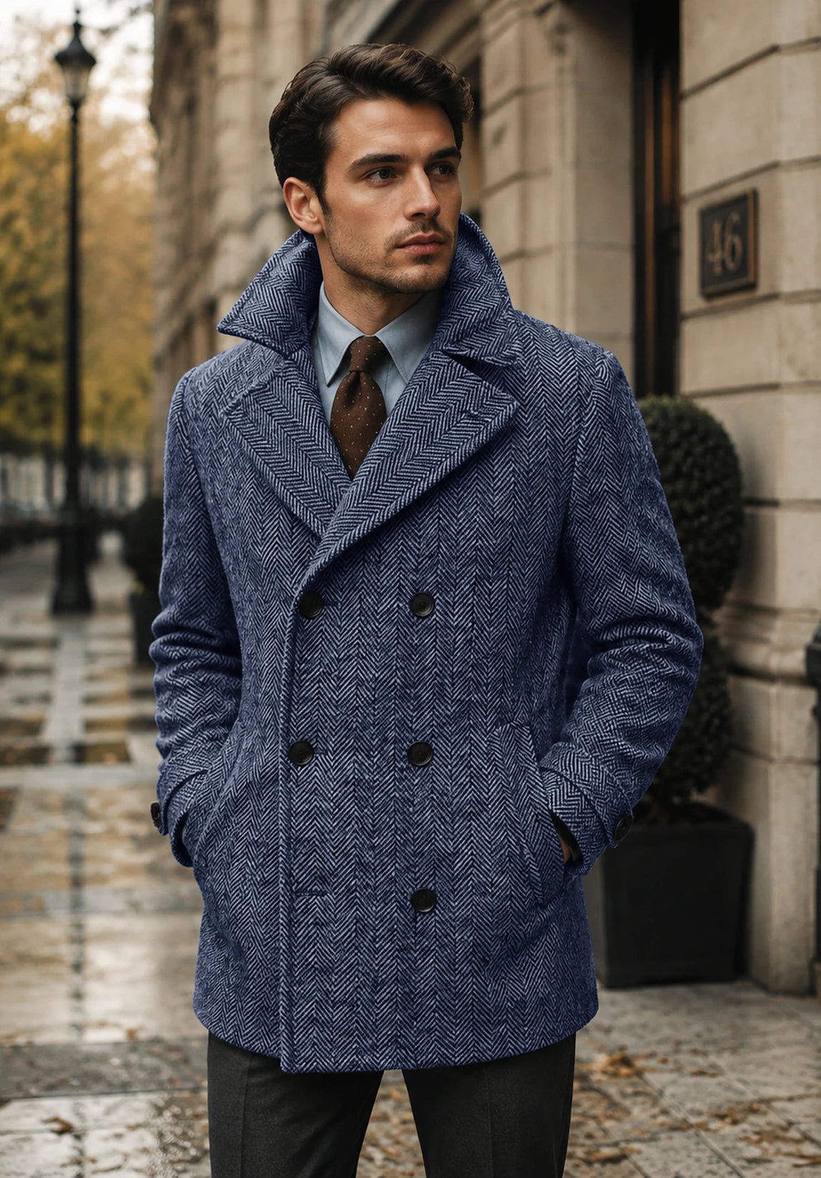 Men's blue herringbone jacket