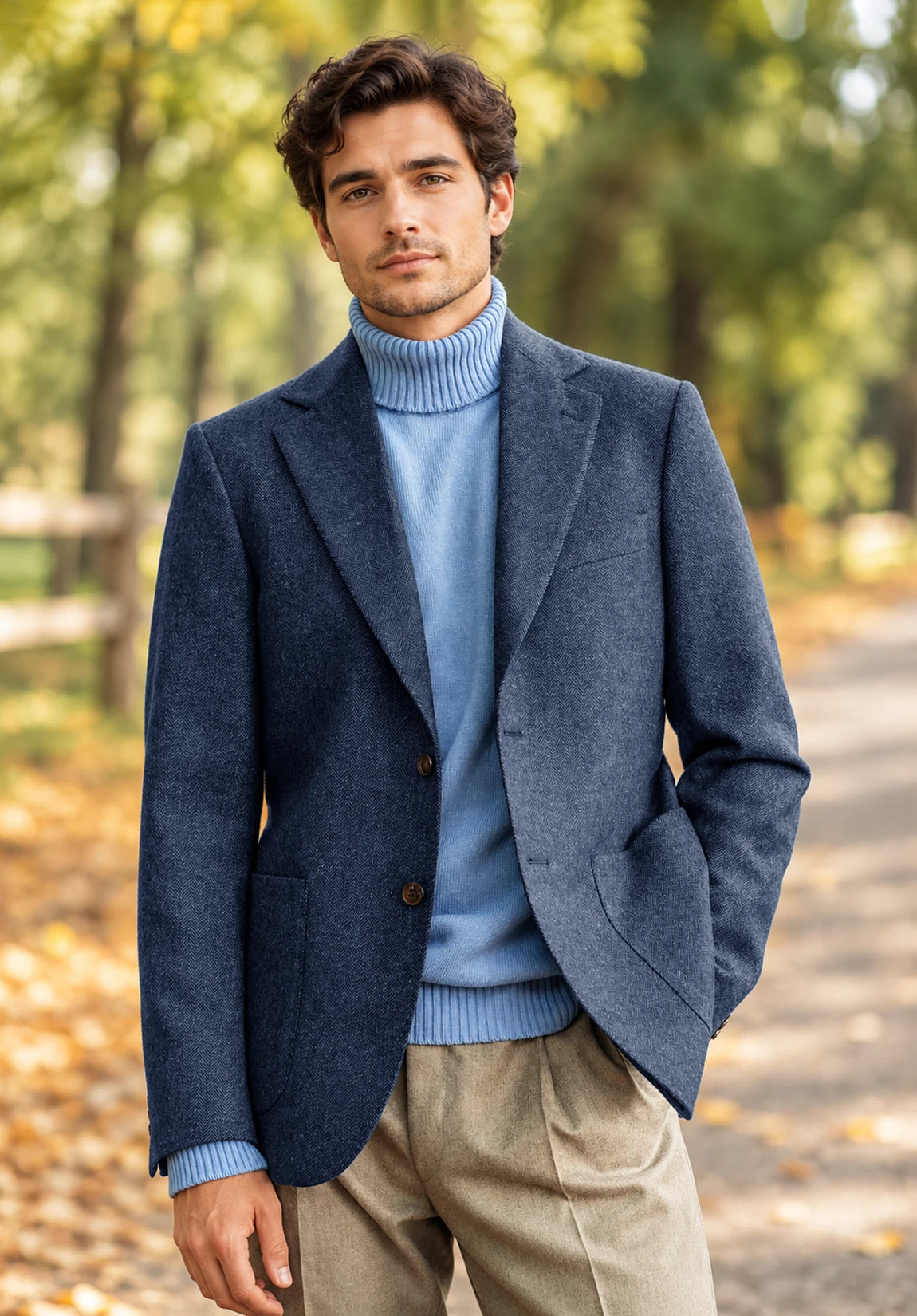 Men's blue herringbone jacket