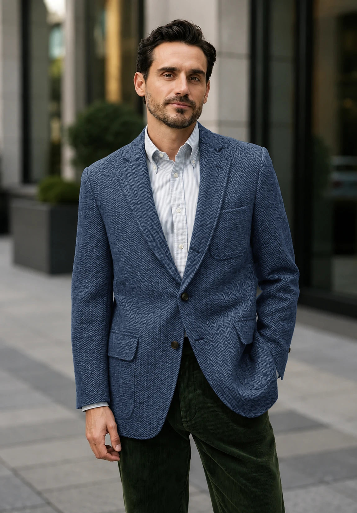 Men's blue herringbone jacket