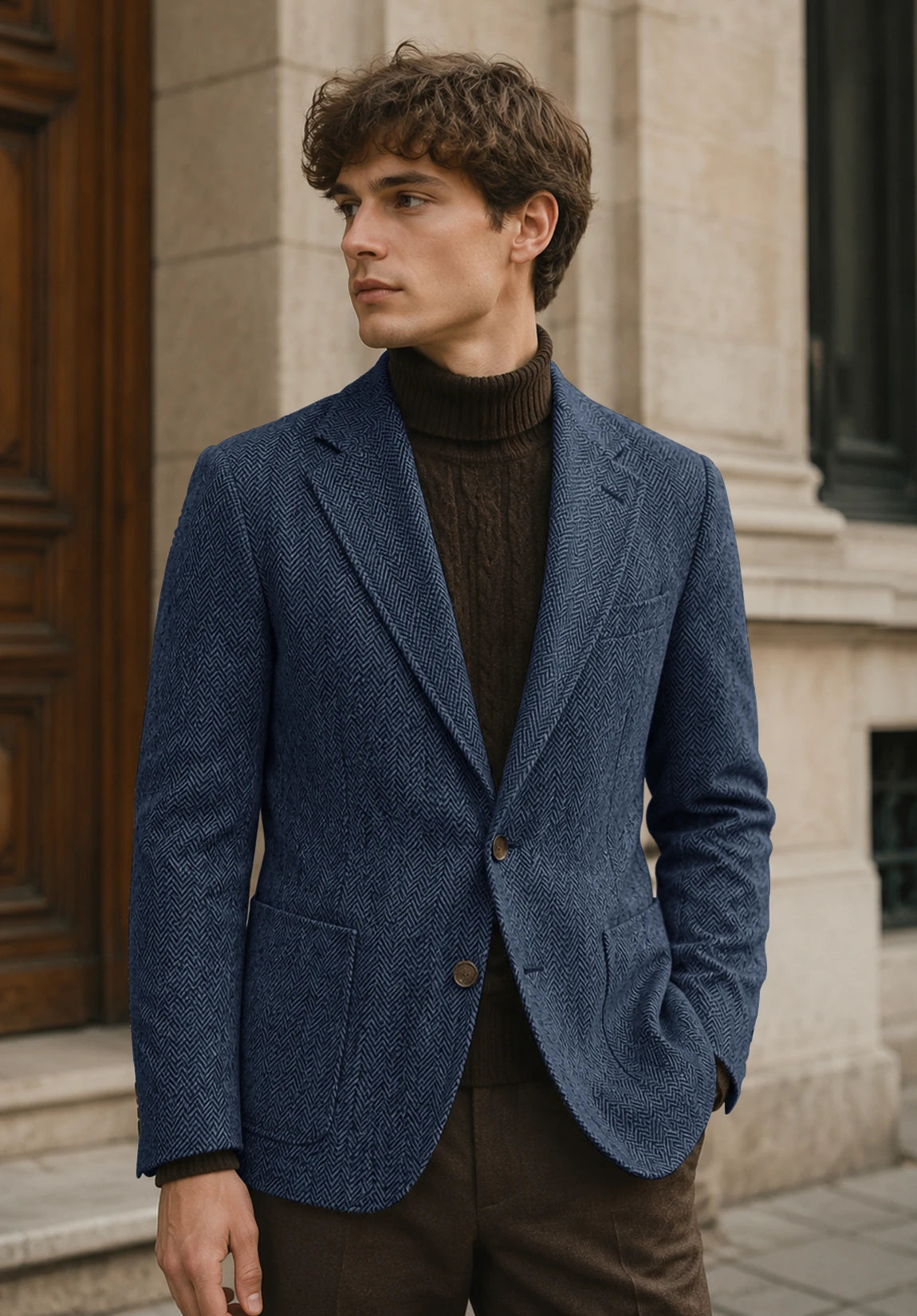 Men's blue herringbone jacket