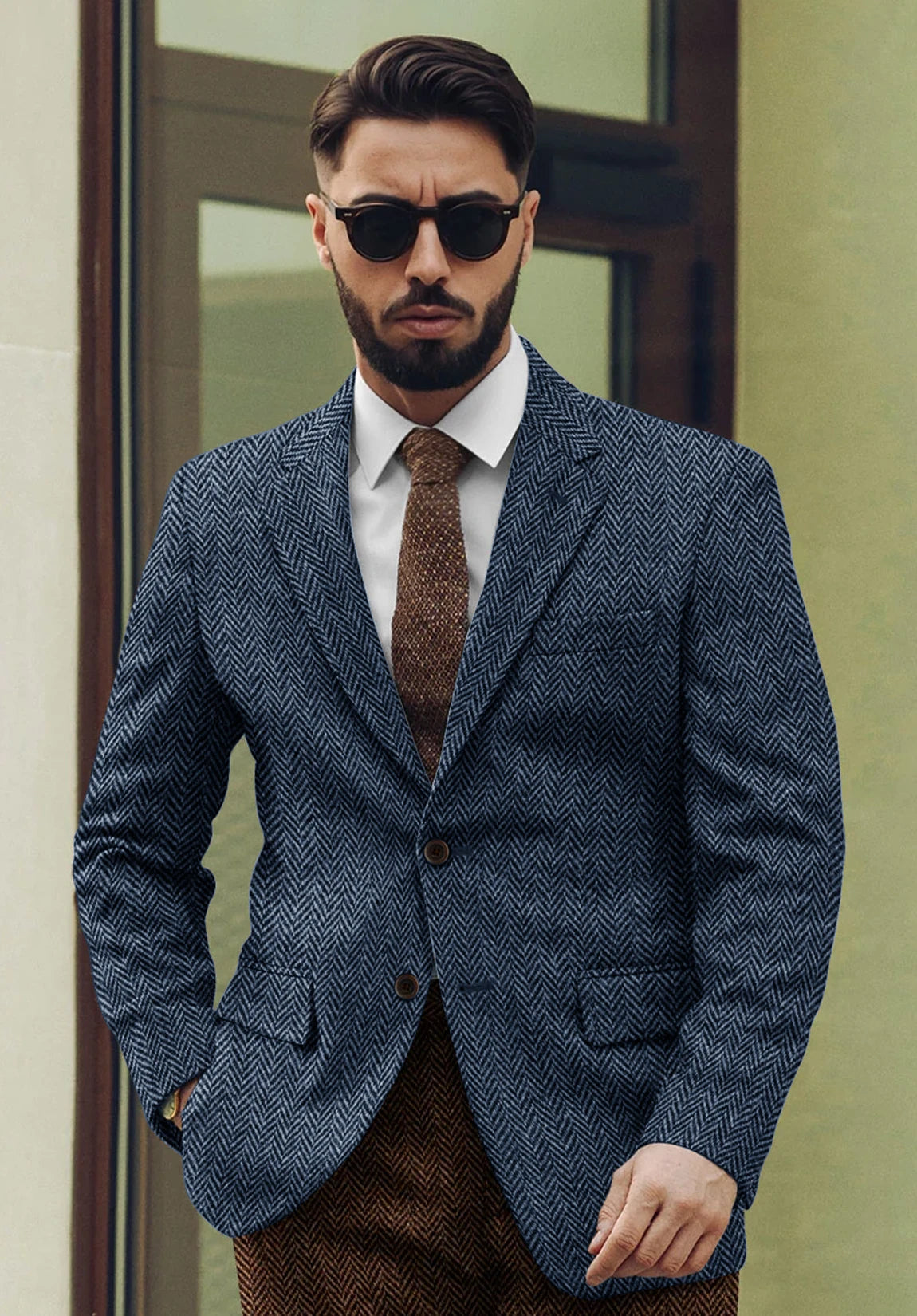 Men's blue herringbone jacket