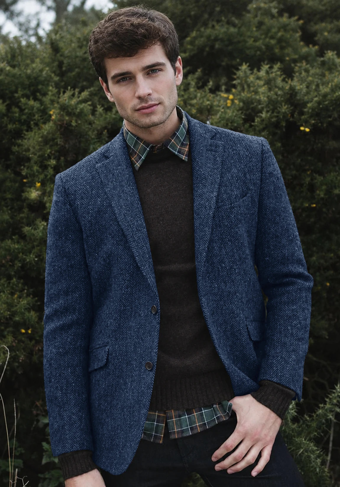 Men's blue herringbone jacket