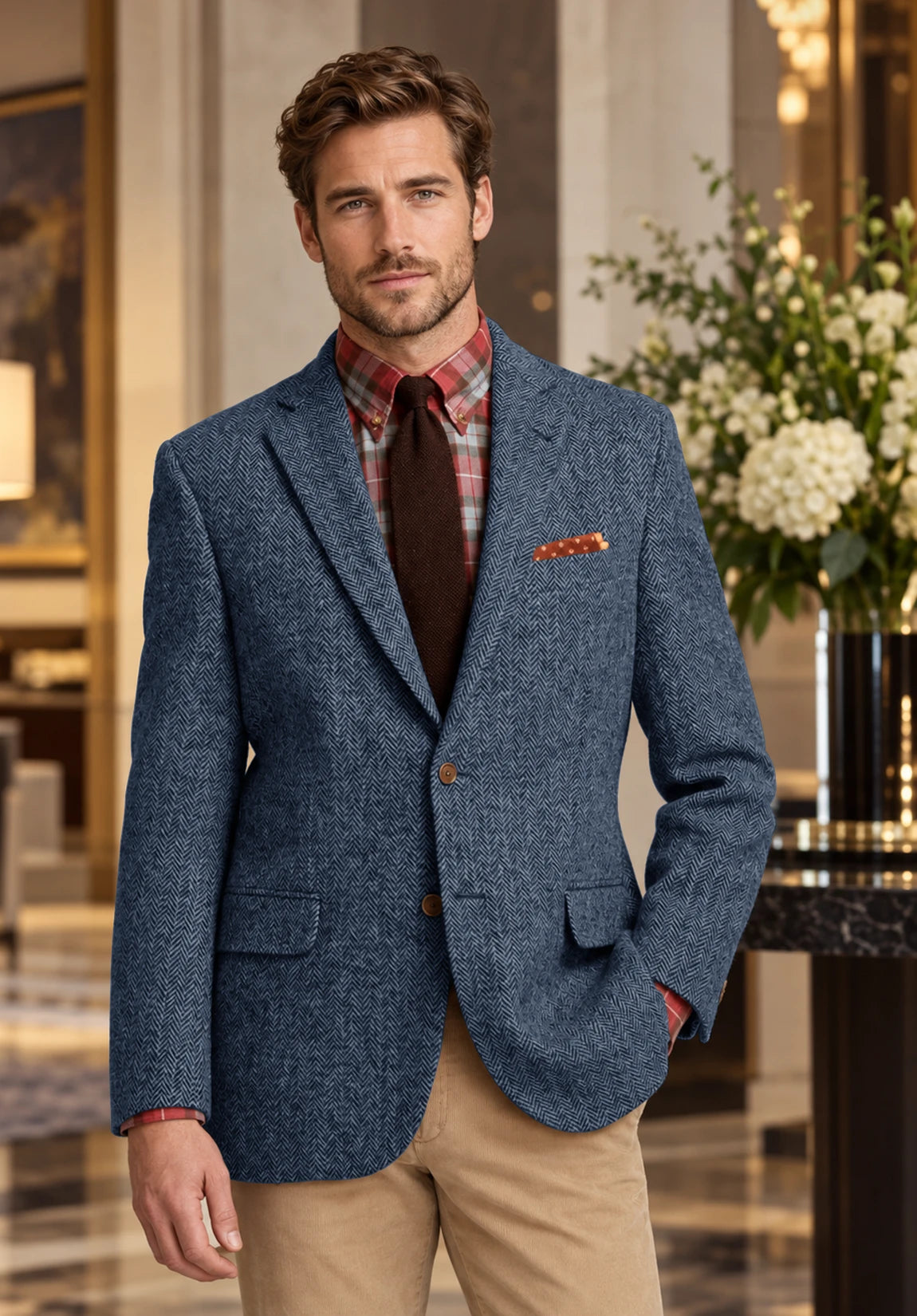 Men's blue herringbone jacket