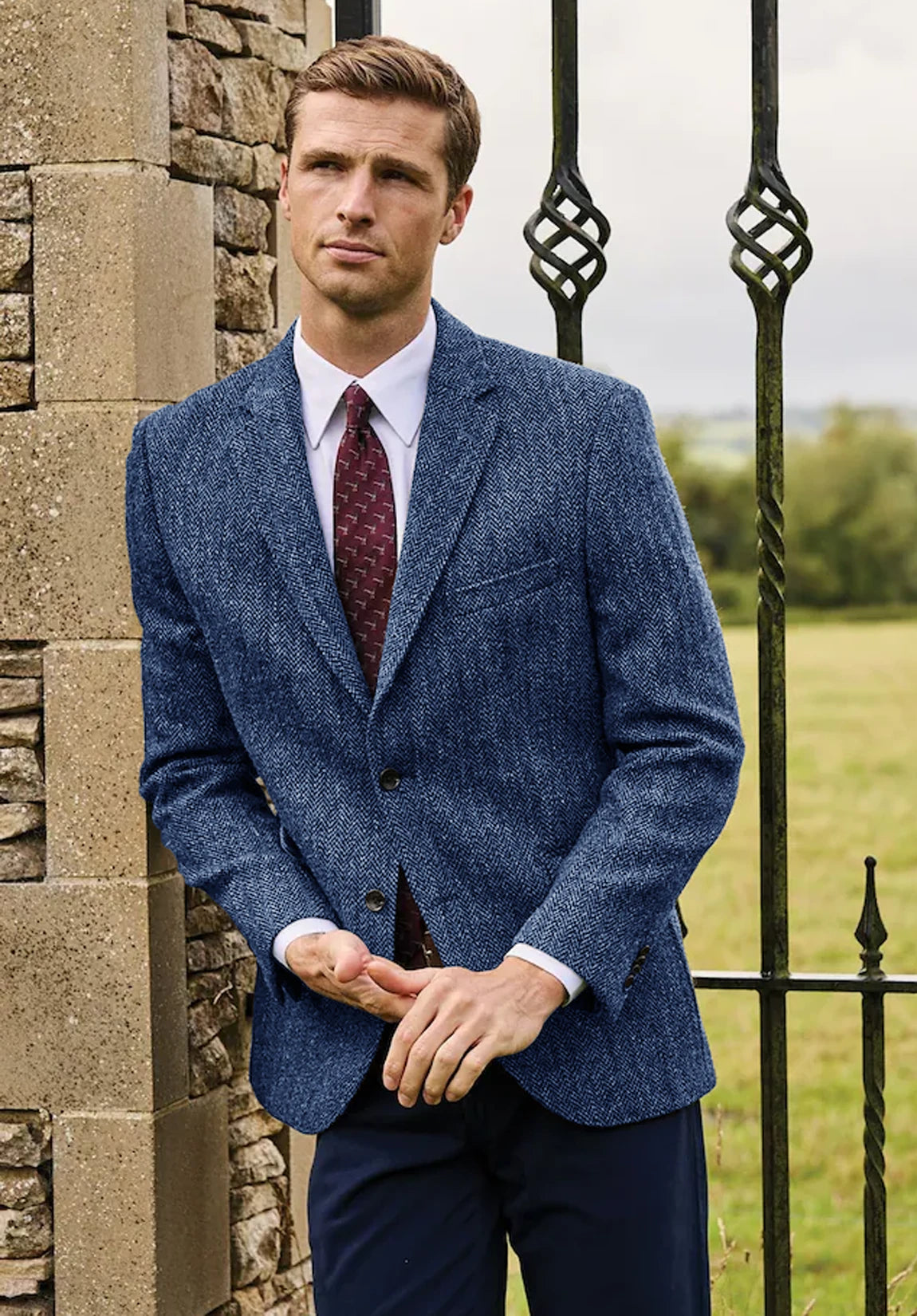 Men's blue herringbone jacket