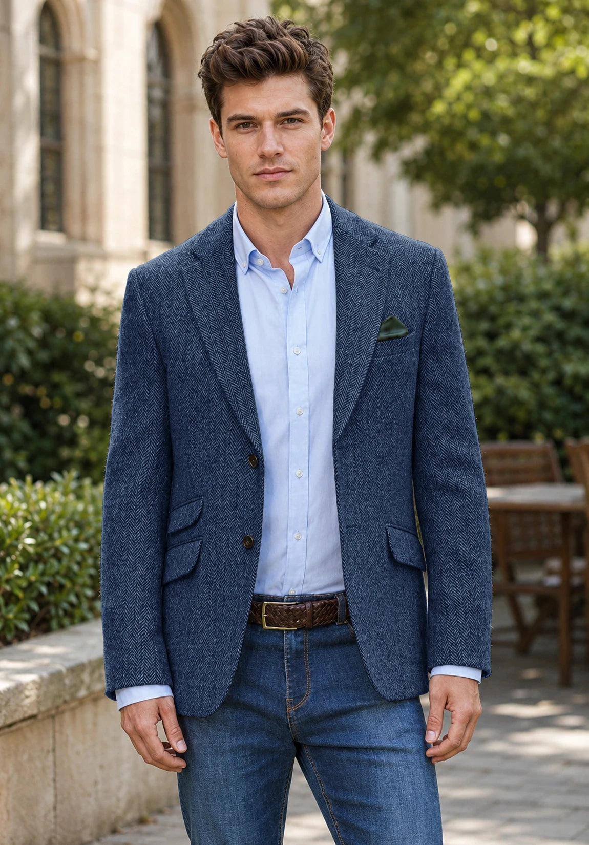 Men's blue herringbone jacket