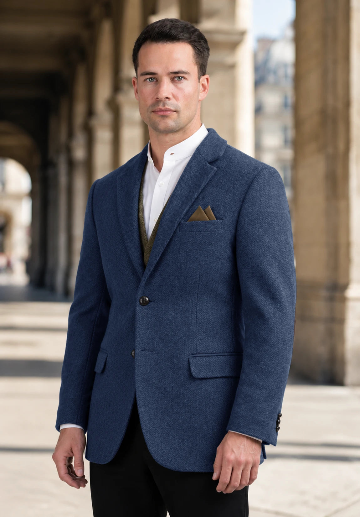 Men's blue herringbone jacket