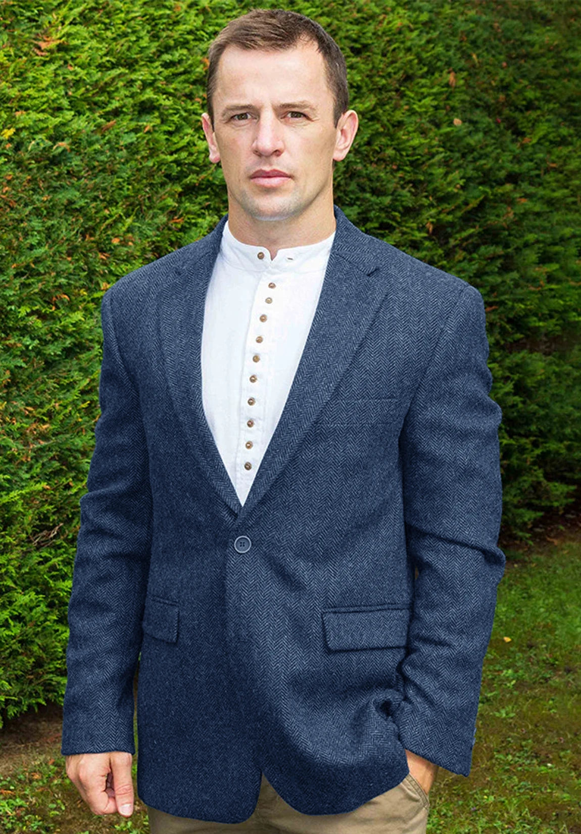 Men's blue herringbone jacket