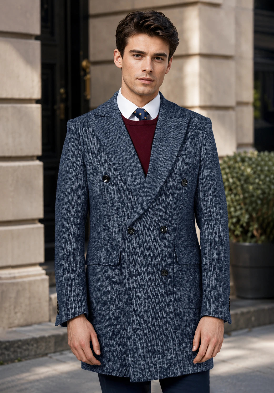 Men's blue herringbone jacket