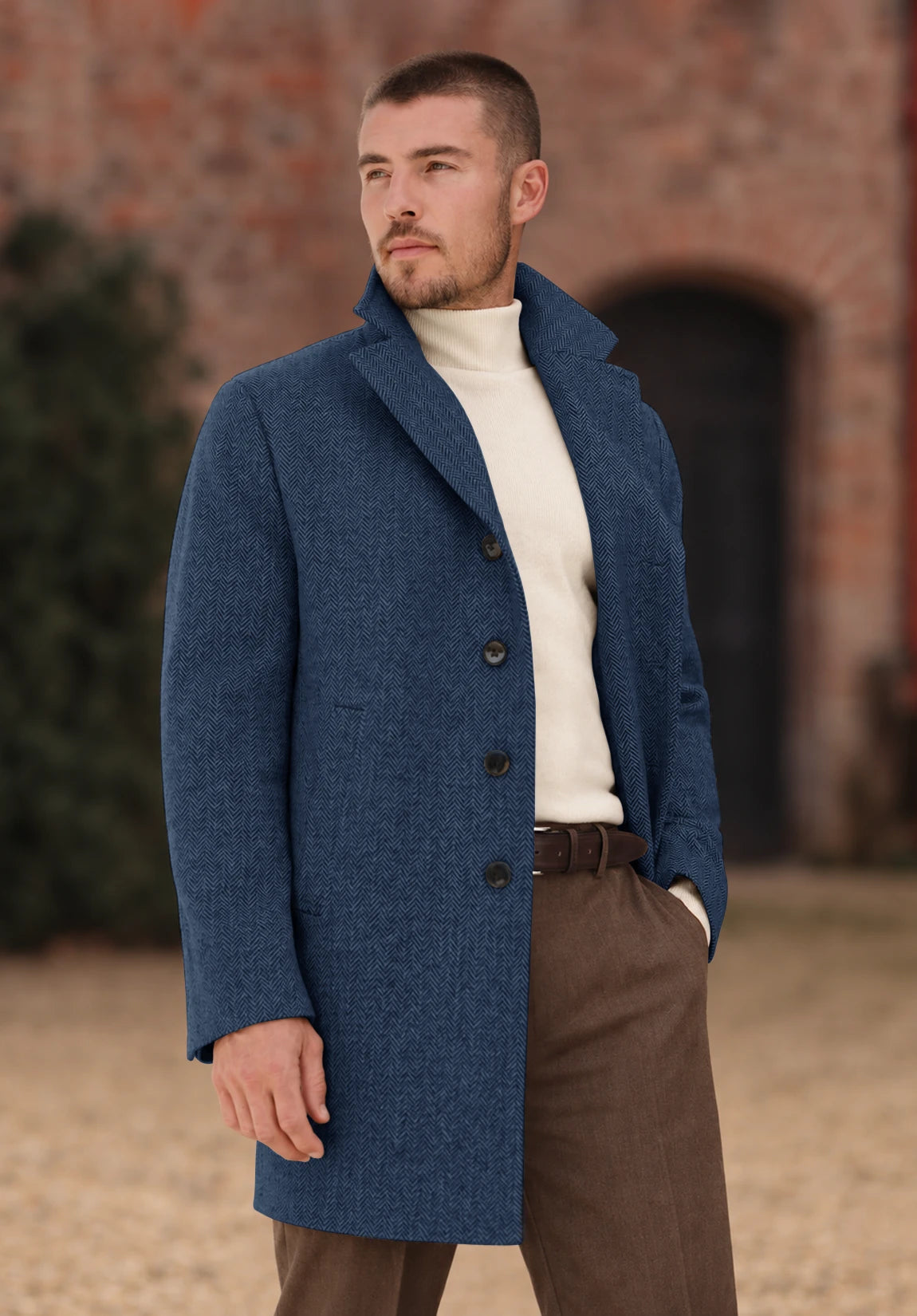 Men's blue herringbone jacket