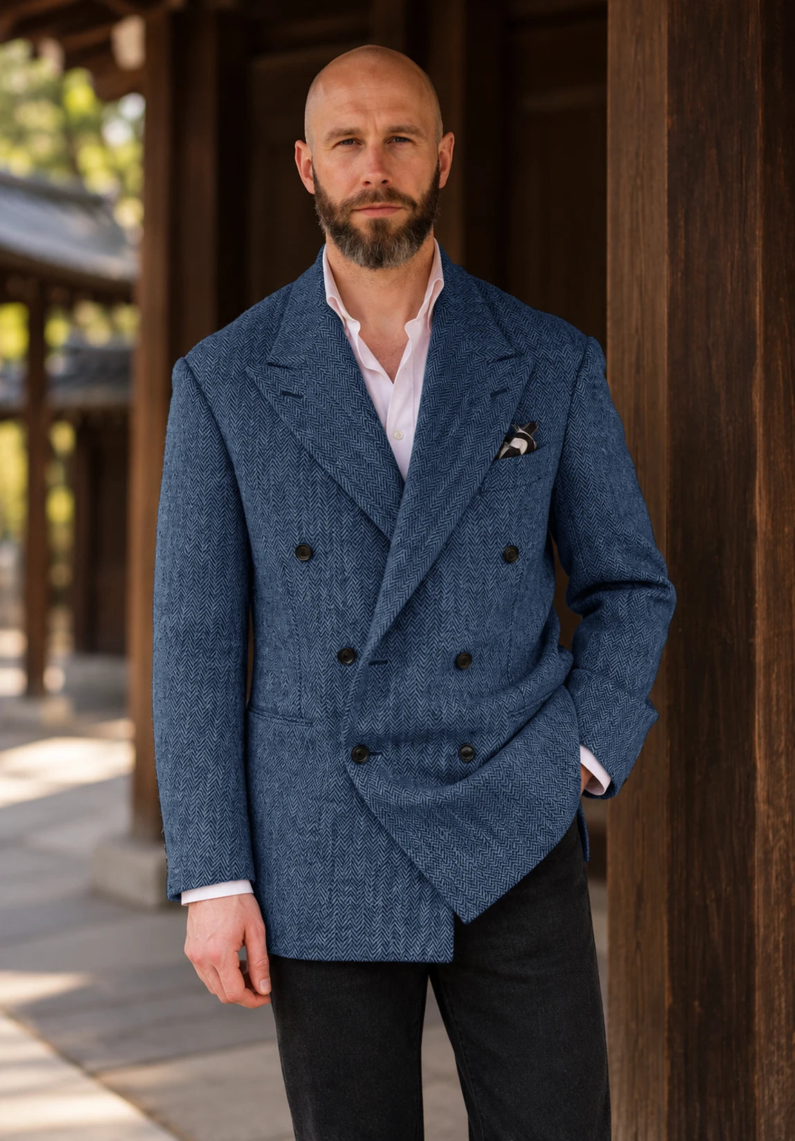 Men's blue herringbone jacket