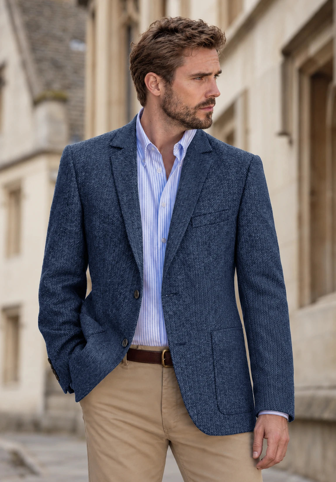 Men's blue herringbone jacket
