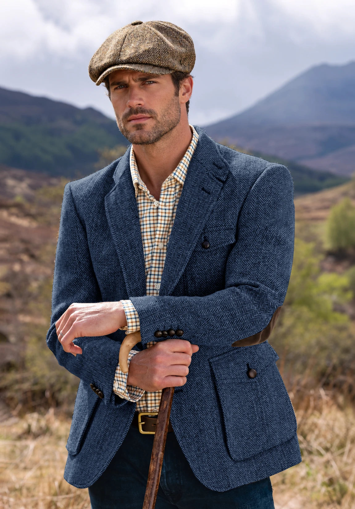Men's blue herringbone jacket