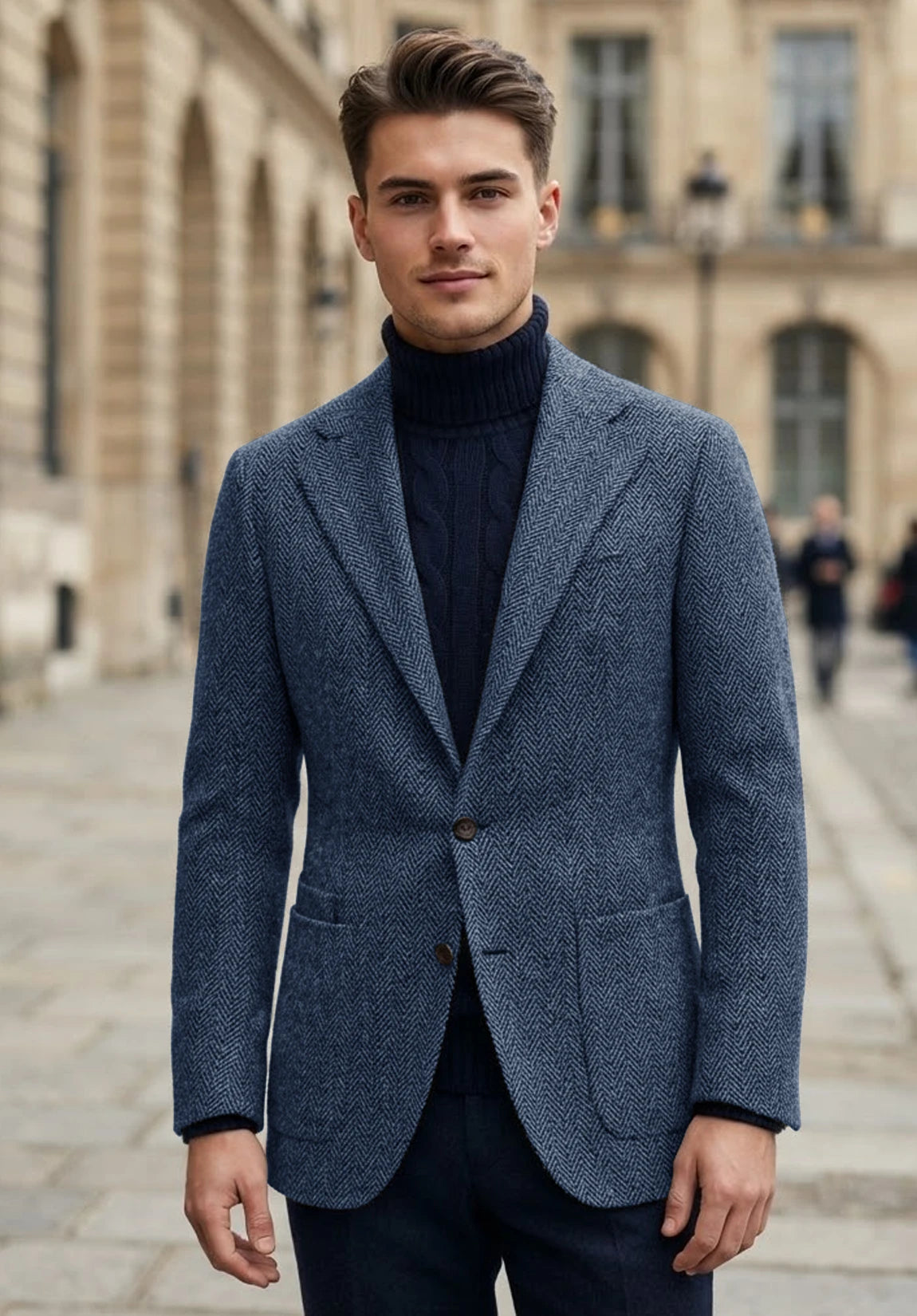 Men's blue herringbone jacket