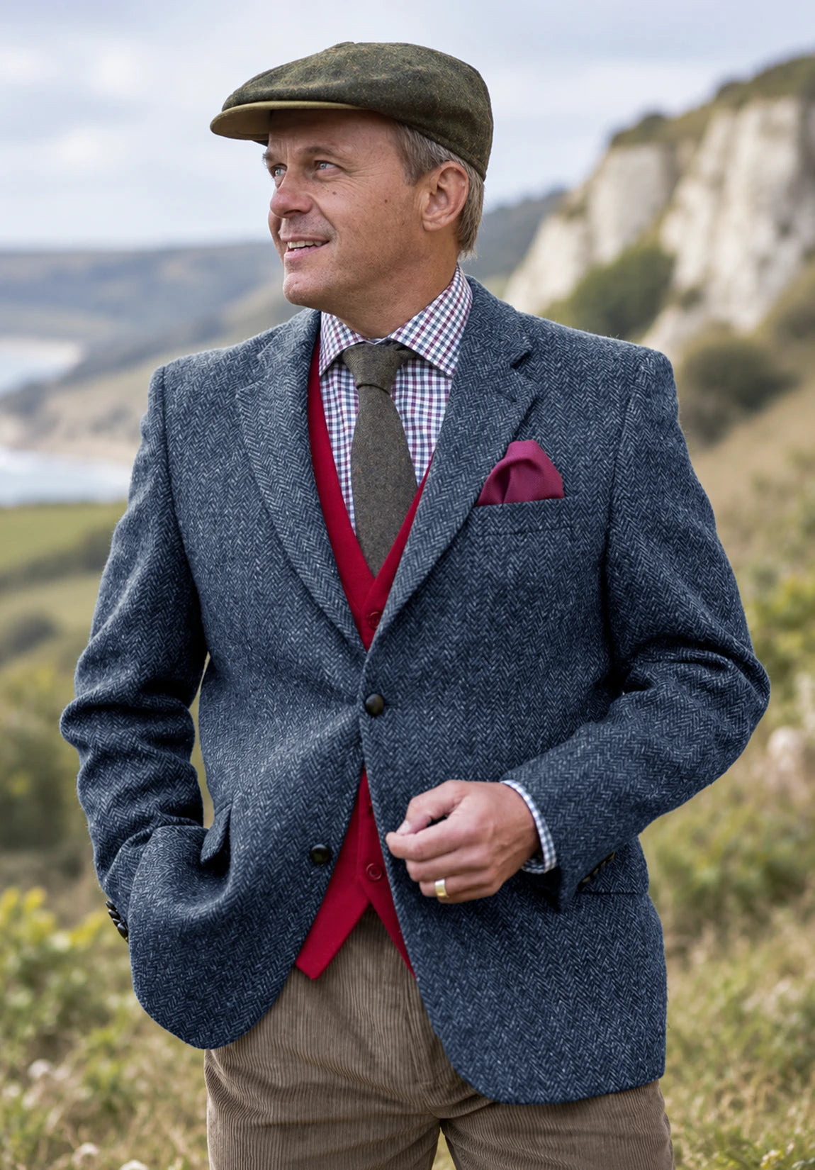 Men's blue herringbone jacket
