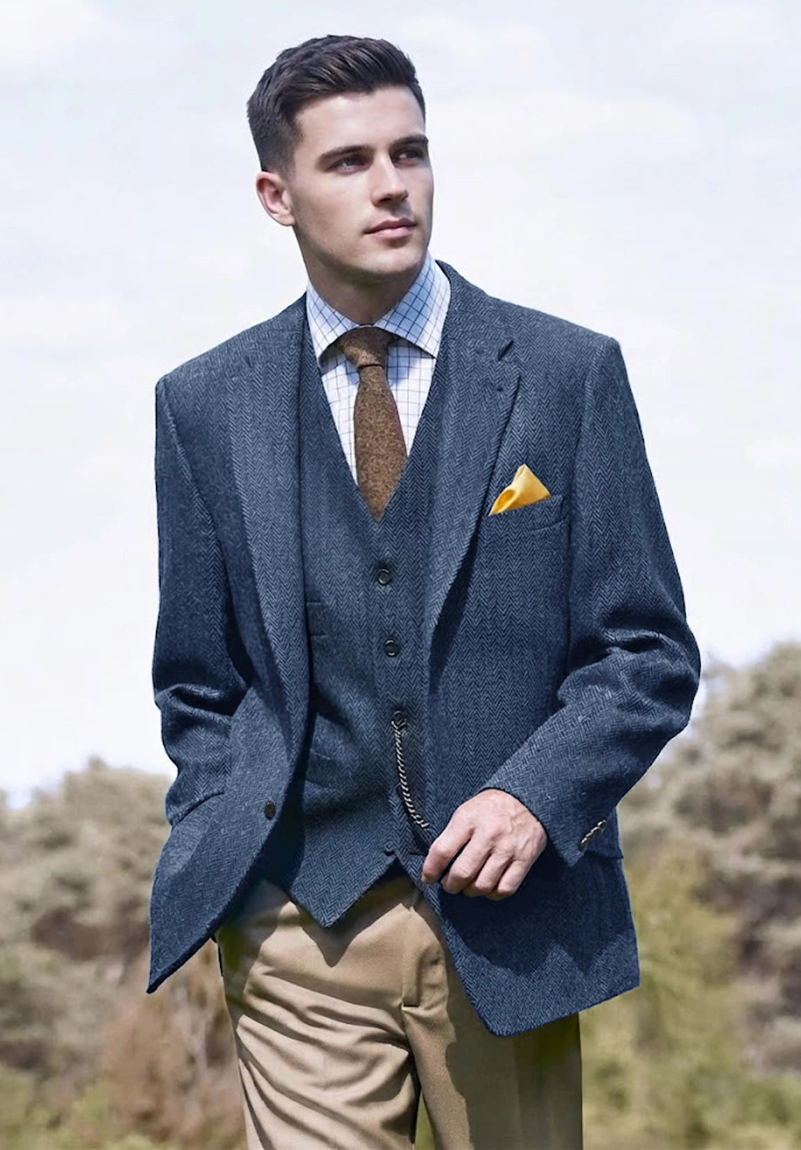 Men's blue herringbone jacket